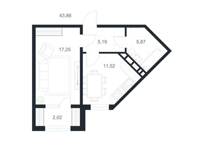 Квартира 43,9 м², 1-комнатная - изображение 1
