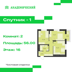 Квартира 56 м², 2-комнатная - изображение 1
