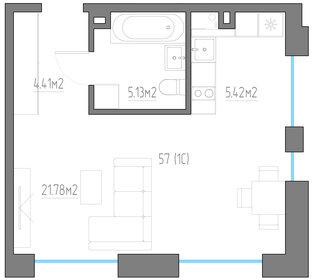 Квартира 36,7 м², студия - изображение 1