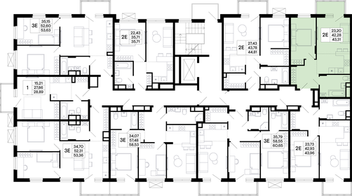Квартира 43,3 м², 1-комнатная - изображение 1
