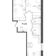 Квартира 71,2 м², 2-комнатная - изображение 2