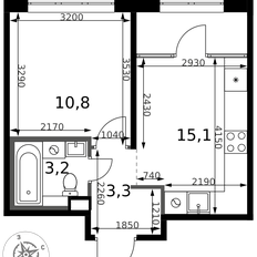 Квартира 32,4 м², 1-комнатная - изображение 2