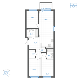 Квартира 91,8 м², 3-комнатная - изображение 1