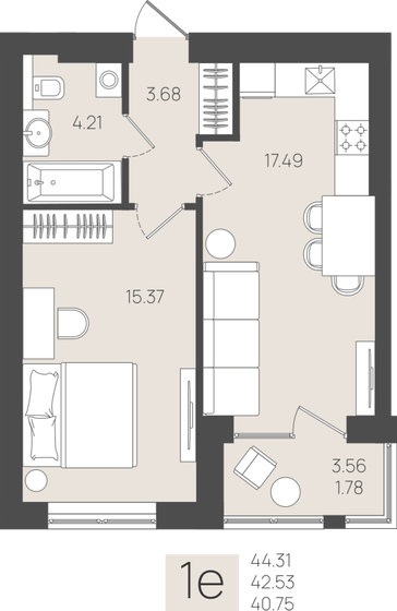 36,4 м², 1-комнатная квартира 8 450 000 ₽ - изображение 12