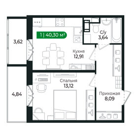 Квартира 37,6 м², 1-комнатная - изображение 1
