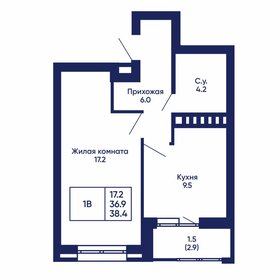 Квартира 38,4 м², 1-комнатная - изображение 1