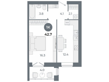 Квартира 42,7 м², студия - изображение 1