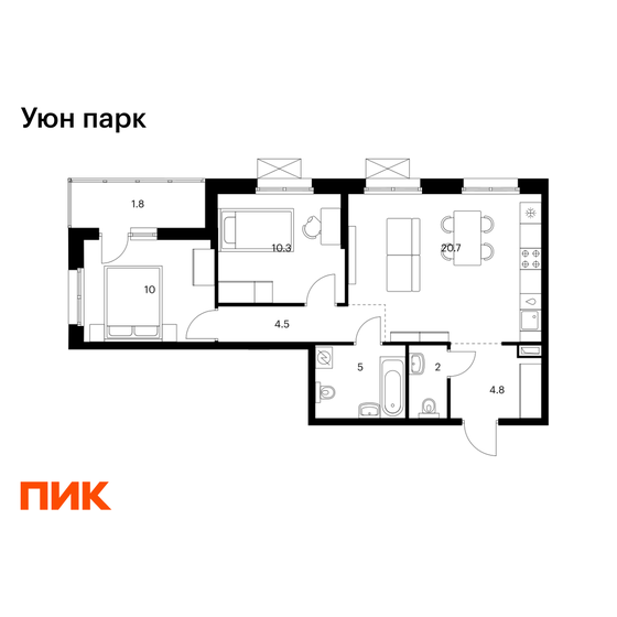 59,1 м², 2-комнатная квартира 11 104 890 ₽ - изображение 21