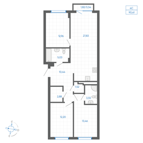 Квартира 90,4 м², 3-комнатная - изображение 1