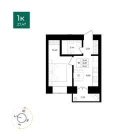 Квартира 27,5 м², 1-комнатная - изображение 1