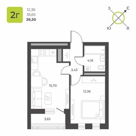 Квартира 39,4 м², 1-комнатная - изображение 1
