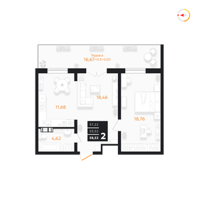 Квартира 58,5 м², 2-комнатная - изображение 1