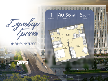 Квартира 40,4 м², 1-комнатная - изображение 1
