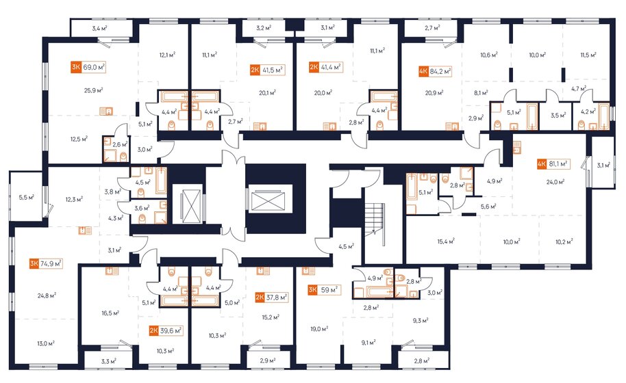 50,7 м², 2-комнатная квартира 3 800 000 ₽ - изображение 64