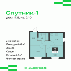 Квартира 44,4 м², 2-комнатная - изображение 1