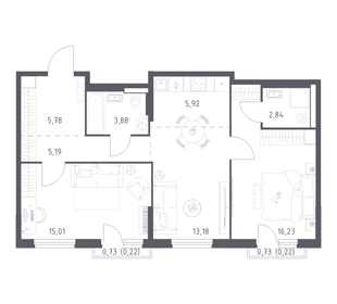 Квартира 68,5 м², 2-комнатная - изображение 1