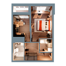 Квартира 44,6 м², 1-комнатная - изображение 3