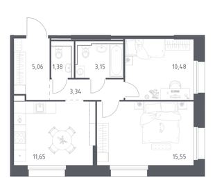 Квартира 50,6 м², 2-комнатная - изображение 1
