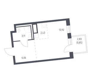 Квартира 26,4 м², студия - изображение 1