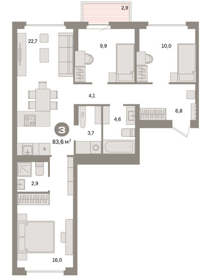 104,6 м², 4-комнатная квартира 9 999 000 ₽ - изображение 109