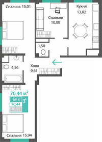 Квартира 70,4 м², 3-комнатная - изображение 1