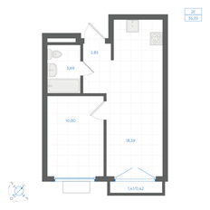 Квартира 35,4 м², 1-комнатная - изображение 3