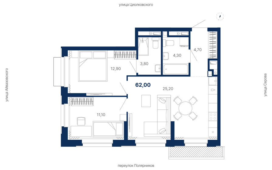 62 м², 2-комнатная квартира 13 302 248 ₽ - изображение 13
