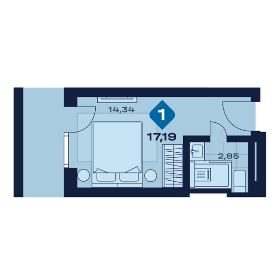 40,8 м², 1-комнатная квартира 4 600 000 ₽ - изображение 70