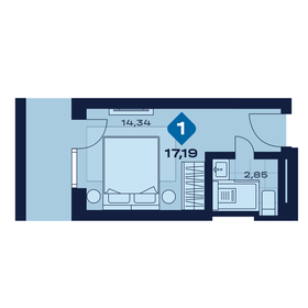 Квартира 17,2 м², 1-комнатные - изображение 1