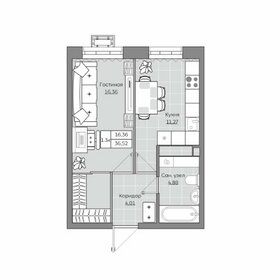 Квартира 36,5 м², 1-комнатная - изображение 1