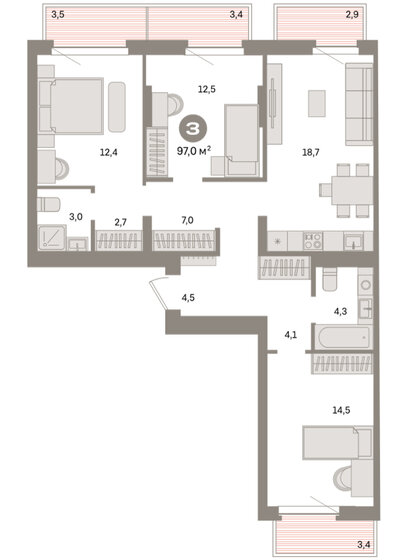44,1 м², 2-комнатная квартира 12 800 000 ₽ - изображение 89