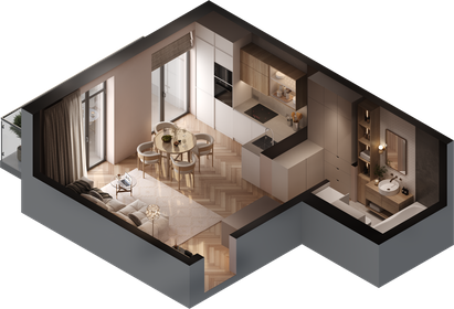 Квартира 38,3 м², 1-комнатные - изображение 1