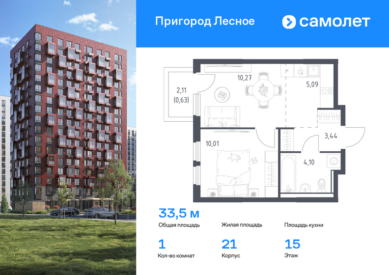 33,5 м², 1-комнатная квартира 6 997 774 ₽ - изображение 30