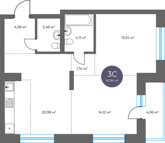 Квартира 62,8 м², 3-комнатная - изображение 1