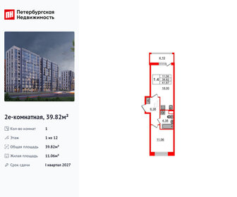 Квартира 39,8 м², 1-комнатная - изображение 1