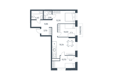 Квартира 73,7 м², 3-комнатная - изображение 1