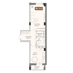 Квартира 38,5 м², 1-комнатная - изображение 1