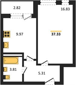 Квартира 37,3 м², 1-комнатная - изображение 1