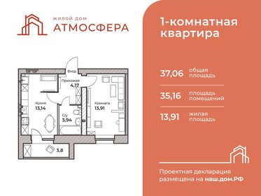 Квартира 37,1 м², 1-комнатная - изображение 1