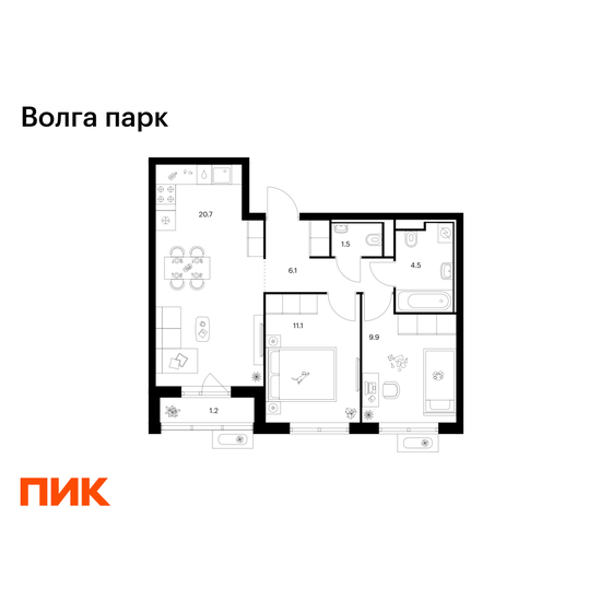 53 м², 2-комнатная квартира 3 800 000 ₽ - изображение 74