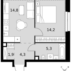 Квартира 40,4 м², 1-комнатная - изображение 3