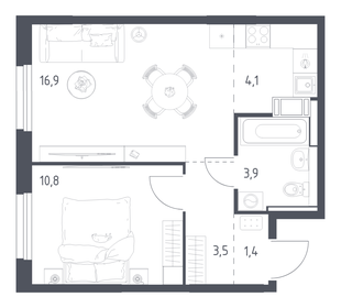 Квартира 40 м², 1-комнатная - изображение 1