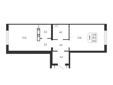 Квартира 44,3 м², 1-комнатная - изображение 1