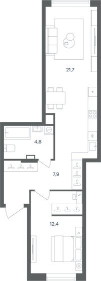 53 м², 2-комнатная квартира 8 731 910 ₽ - изображение 18