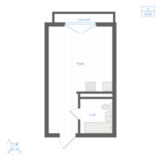 Квартира 24,8 м², студия - изображение 2