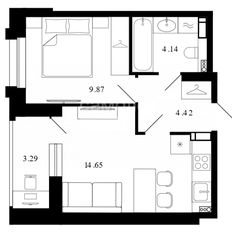 Квартира 35,6 м², 1-комнатная - изображение 2