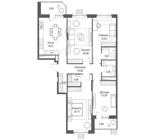Квартира 121,3 м², 4-комнатная - изображение 1