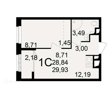 Квартира 29,9 м², 1-комнатная - изображение 1