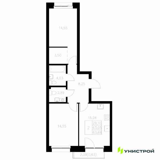63,7 м², 2-комнатная квартира 18 220 000 ₽ - изображение 37