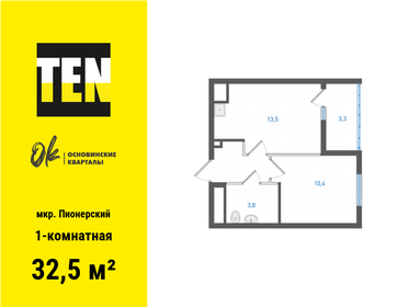 Квартира 32,5 м², 1-комнатная - изображение 1